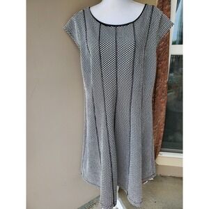I LE New York Dress Womens 16 Black White Polka Dots Knit Stretch Dress